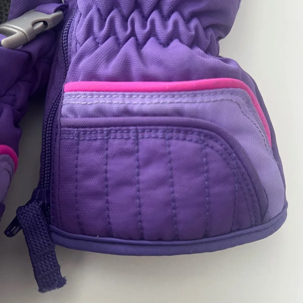 Head Kids XS Purple Insulated Winter Mittens Faux Fur Lined Ski Snow Mitts